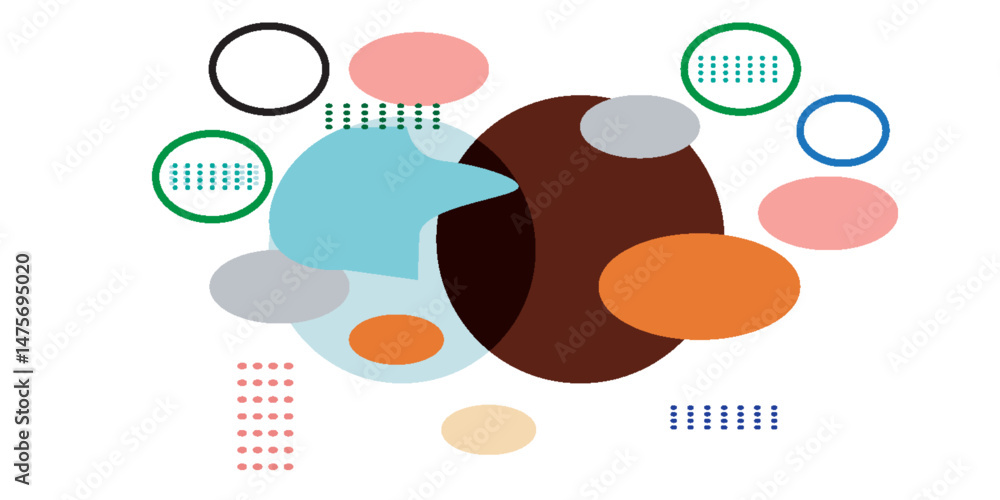 Poster minimalistic abstract vector design, layered geometric shapes circles, squares, and triangles with s
