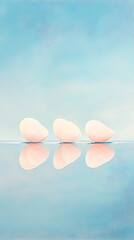 Pink stones with water reflection, and serenity.