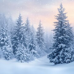 Obraz premium Winter wonderland adventure snowy forest nature landscape serene environment captivating viewpoint