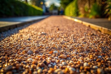 Close-up Texture of Resin Bound Gravel Paving - Low Light Landscaping Pathway