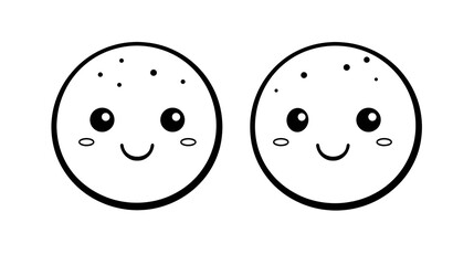 Fototapeta premium Kawaii Cute Happy Face Expression Cartoon Vector Illustration for Projects