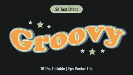 Groovy style 3d text effect fully editable eps vector