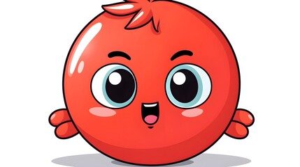 Obraz premium Cute and Thoughtful Tomato Vegetable Cartoon Vector Illustration for Creative Projects
