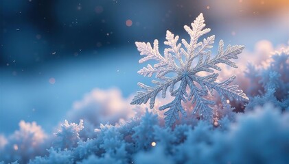 Close-up of a delicate snowflake, resembling a tiny, intricate child's drawing ,  snow,  physics,  nature