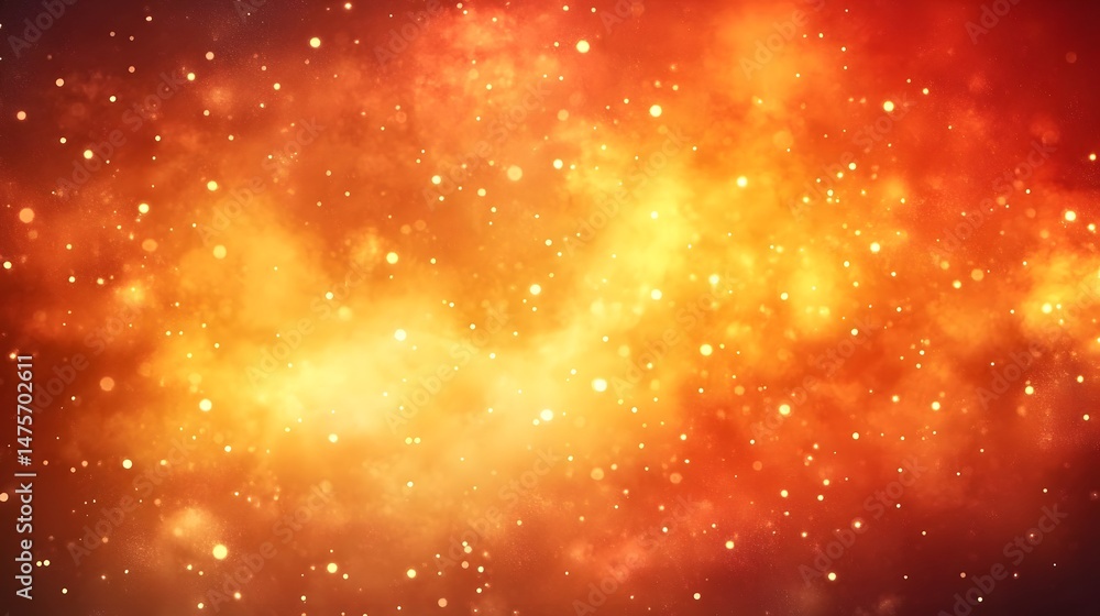 Poster a fiery, glowing abstract display of particles.