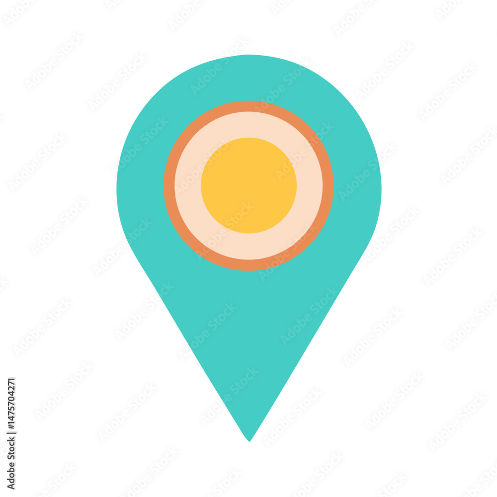 Poster minimalist location pin icon with concentric circular design