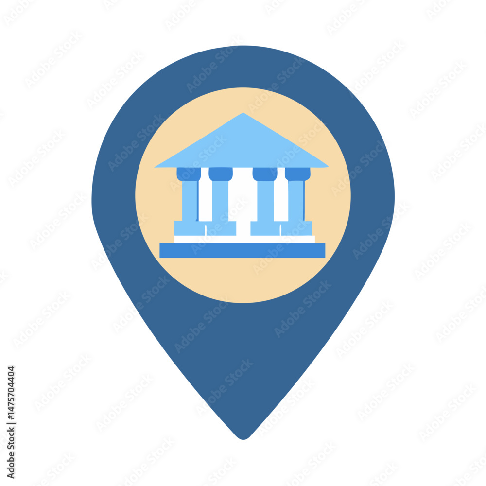 Poster bank location pointer in flat vector illustration style design