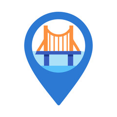 Bridge location pin icon for navigation concept design