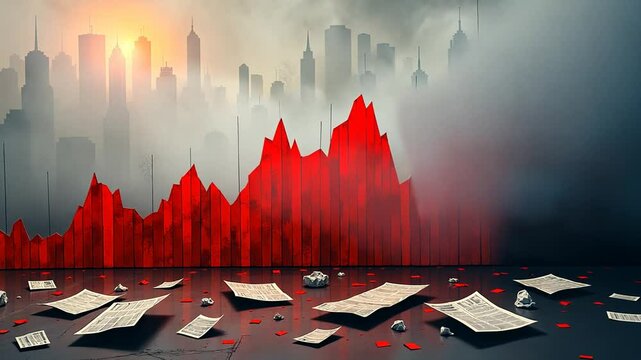 Falling stock market graph, economical crisis	