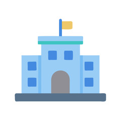 Icon illustration of a building with a flag on top