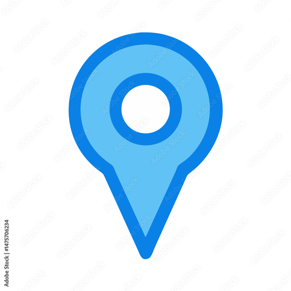 Aufkleber simple blue location pointer pin isolated on black backdrop