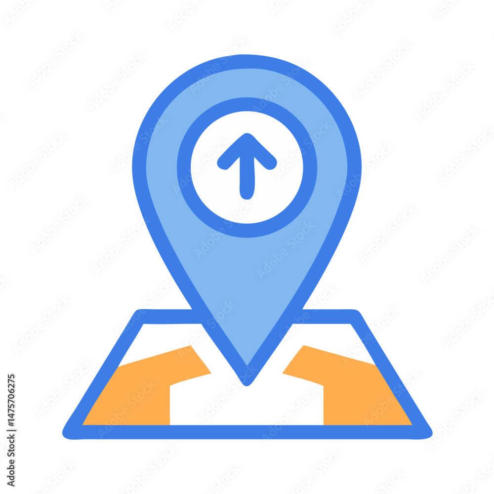 Poster blue map location marker on a schematic map icon
