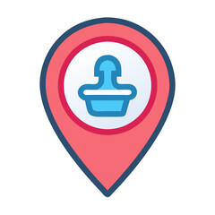 Obraz premium Stylized location marker icon with map pin symbol