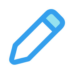 Minimalist light blue pencil icon illustration on black backdrop