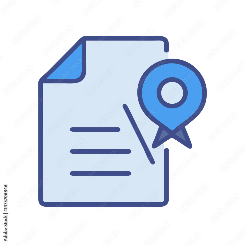 Poster document with map pin icon representing location details