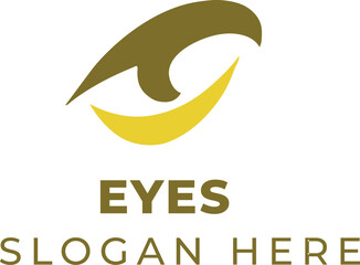 Realistic Human Eye Illustration Framed by Olive Brown Cross Marks on Clean White Background