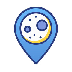 Fototapeta premium Minimalist location pin icon with moon illustration inside