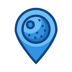 Blue location pointer with circular pattern for digital maps