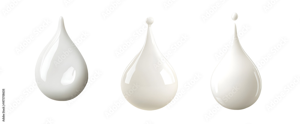 Poster set of teardrop-shaped container isolated on transparent background