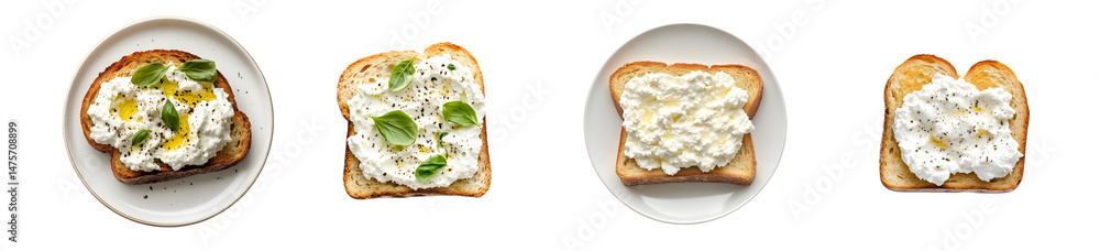 Poster set of slices of toast topped with a creamy spread. isolated on transparent background