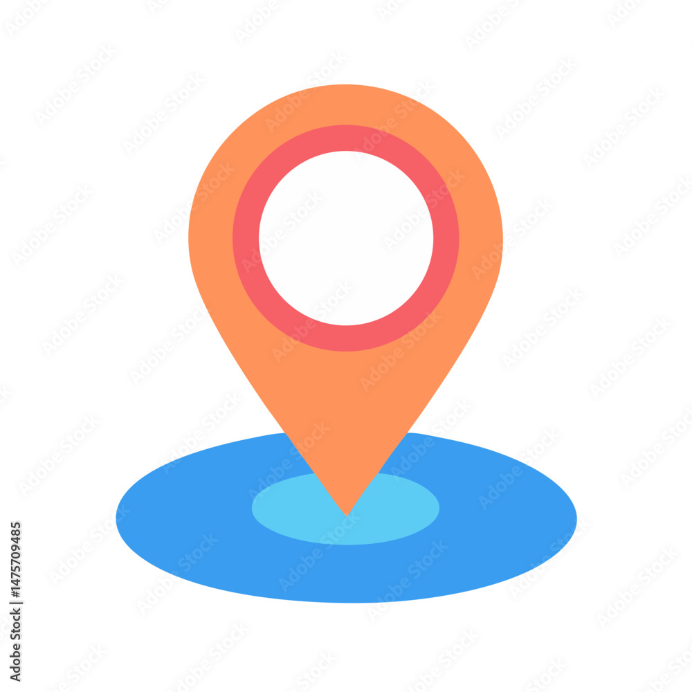 Poster simple location pin design with a circular shadow area