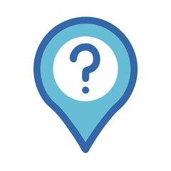 Question mark location pointer with blue shades over black