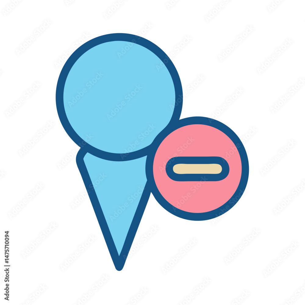 Poster remove location pin flat vector design with clean style