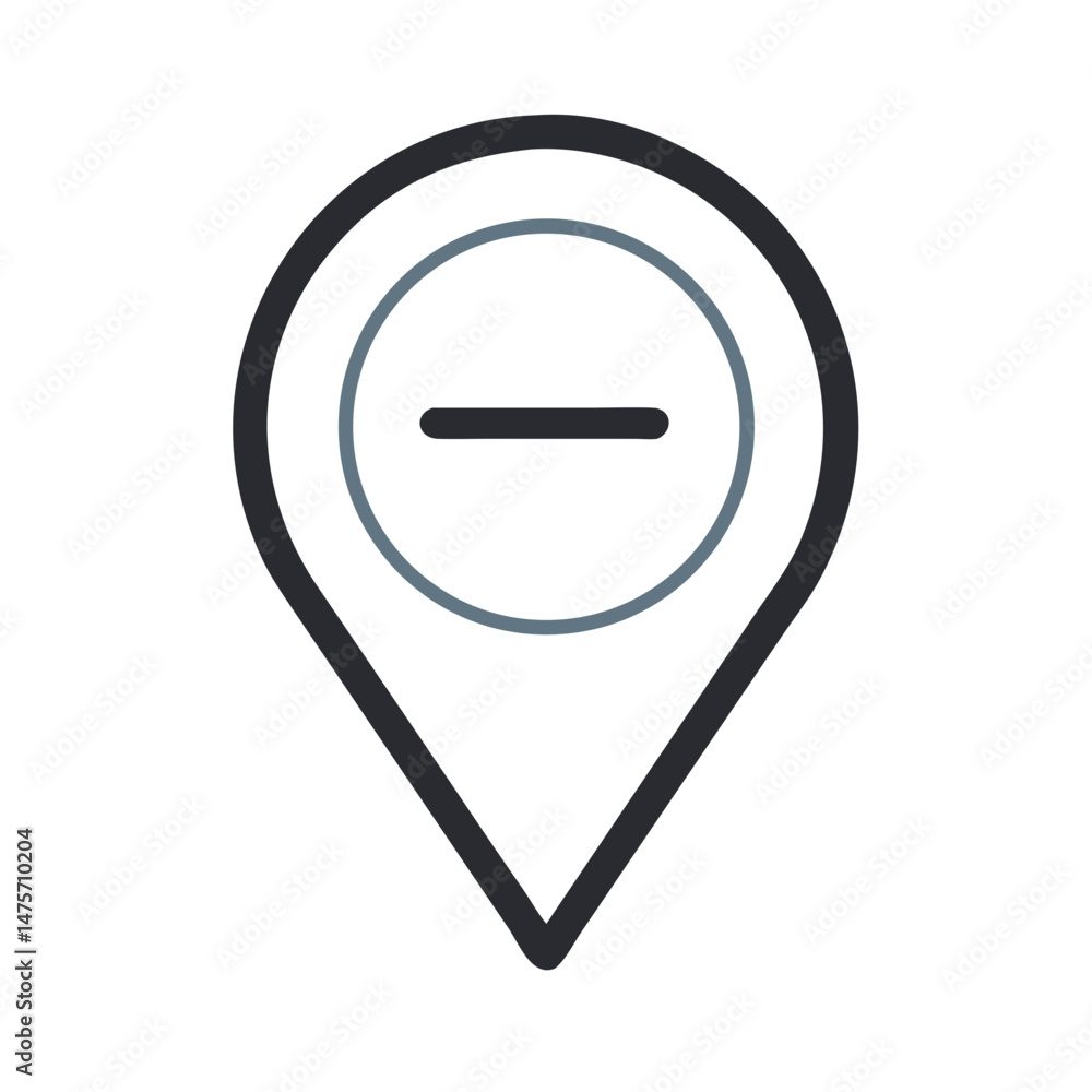 Poster minimalist delete location icon with a black background