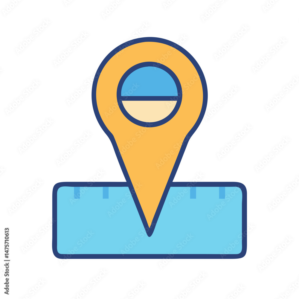 Poster flat vector icon of location pin on a map