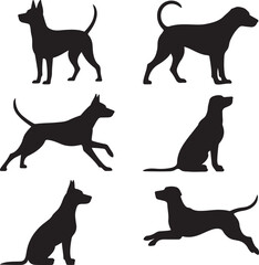 A striking black silhouette of a dog with a long tail sniffing the ground. It captures the simple, 
yet powerful, beauty of canine companionship. 