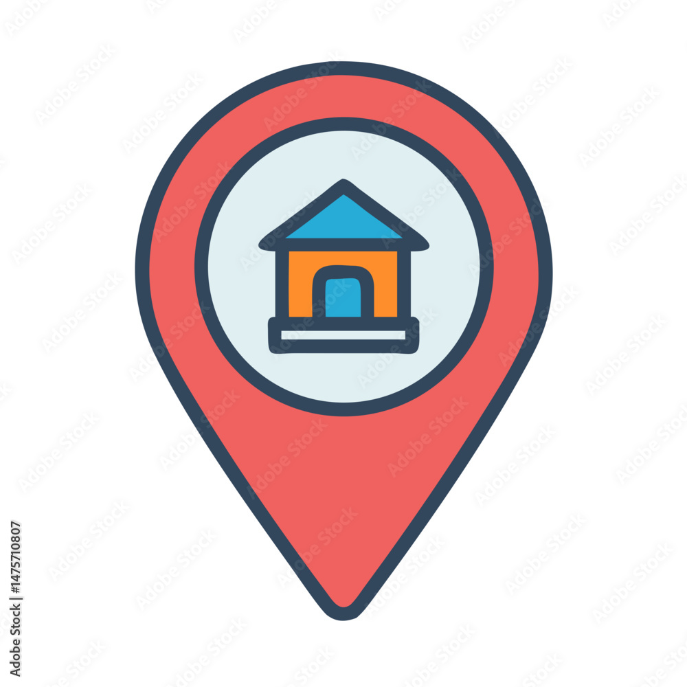 Poster house location marker icon design with flat design style