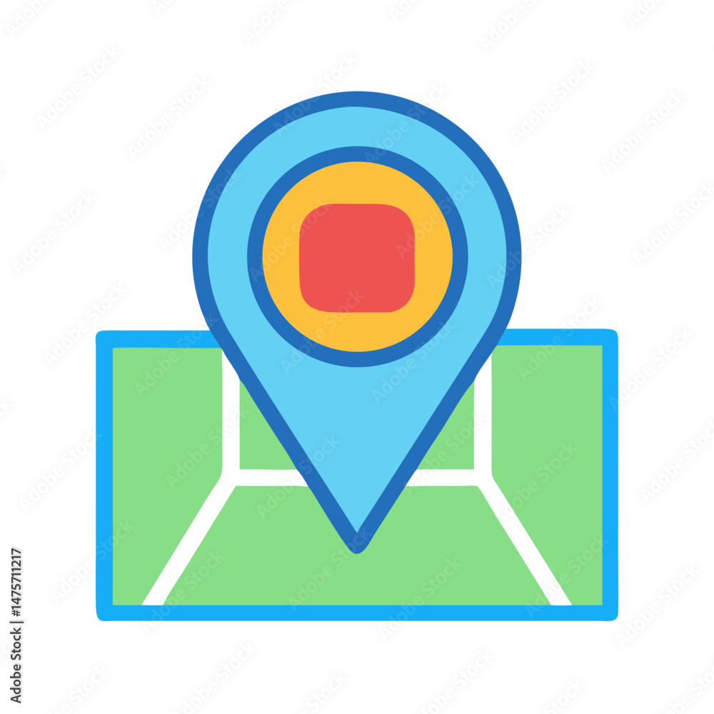 Poster location pointer on a map flat vector illustration icon