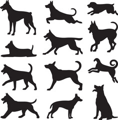 A striking black silhouette of a dog with a long tail sniffing the ground. It captures the simple, 
yet powerful, beauty of canine companionship. 