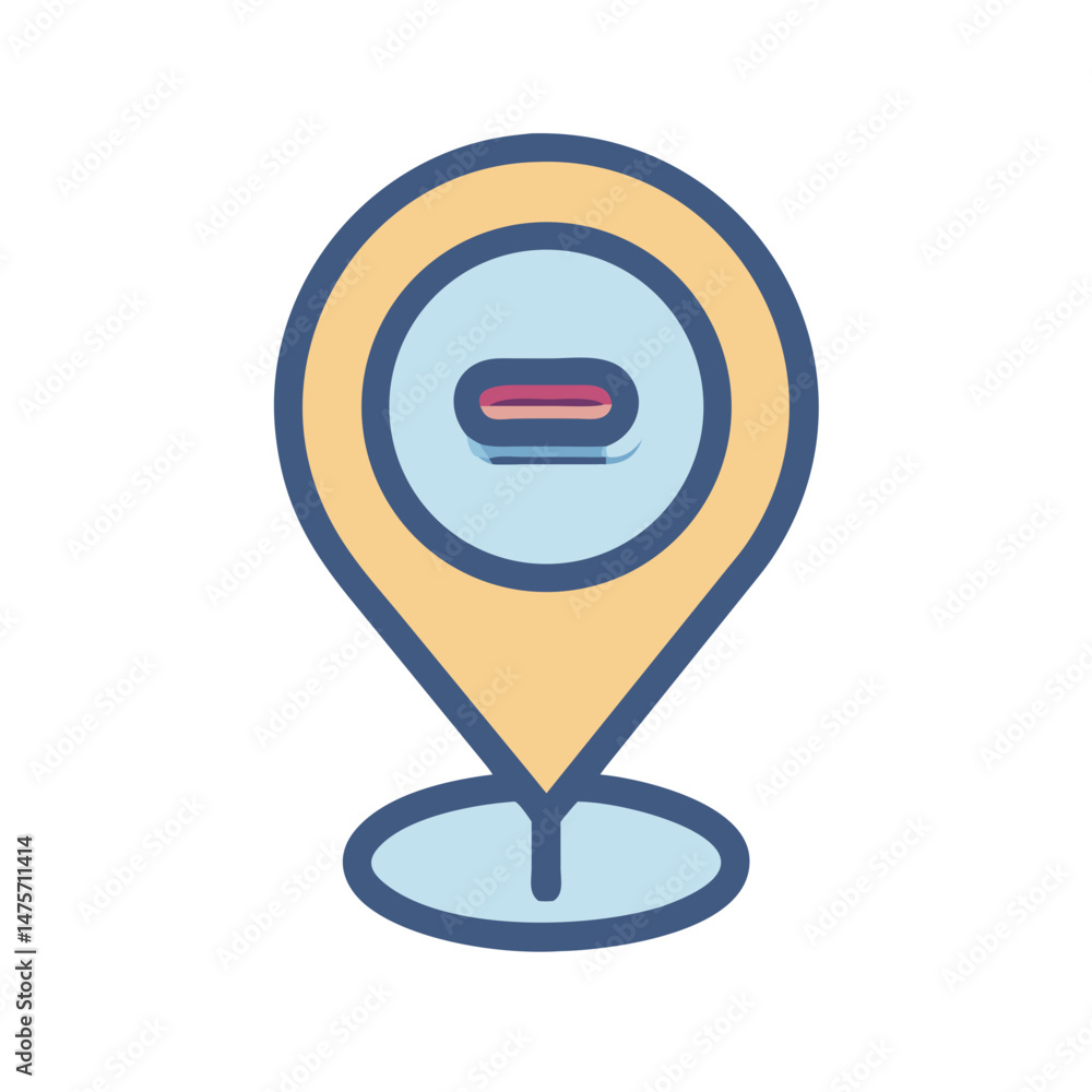 Poster simple location pin icon displaying minus sign inside circle