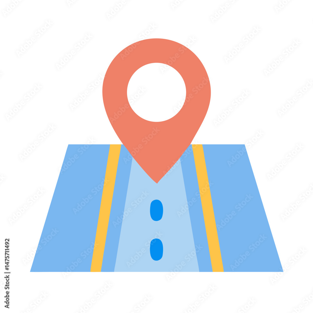 Poster simple map with locator pointing the destination in light colors