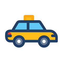 Simple flat icon illustration of yellow taxi cab car