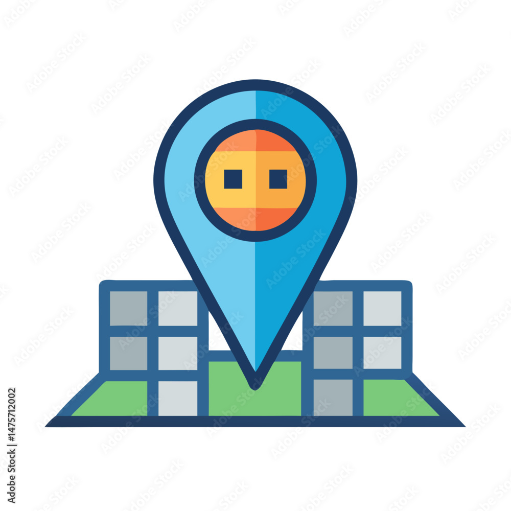 Aufkleber flat vector icon of a location pin on map
