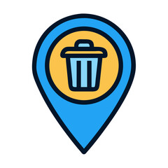 Waste bin icon in a location pin design