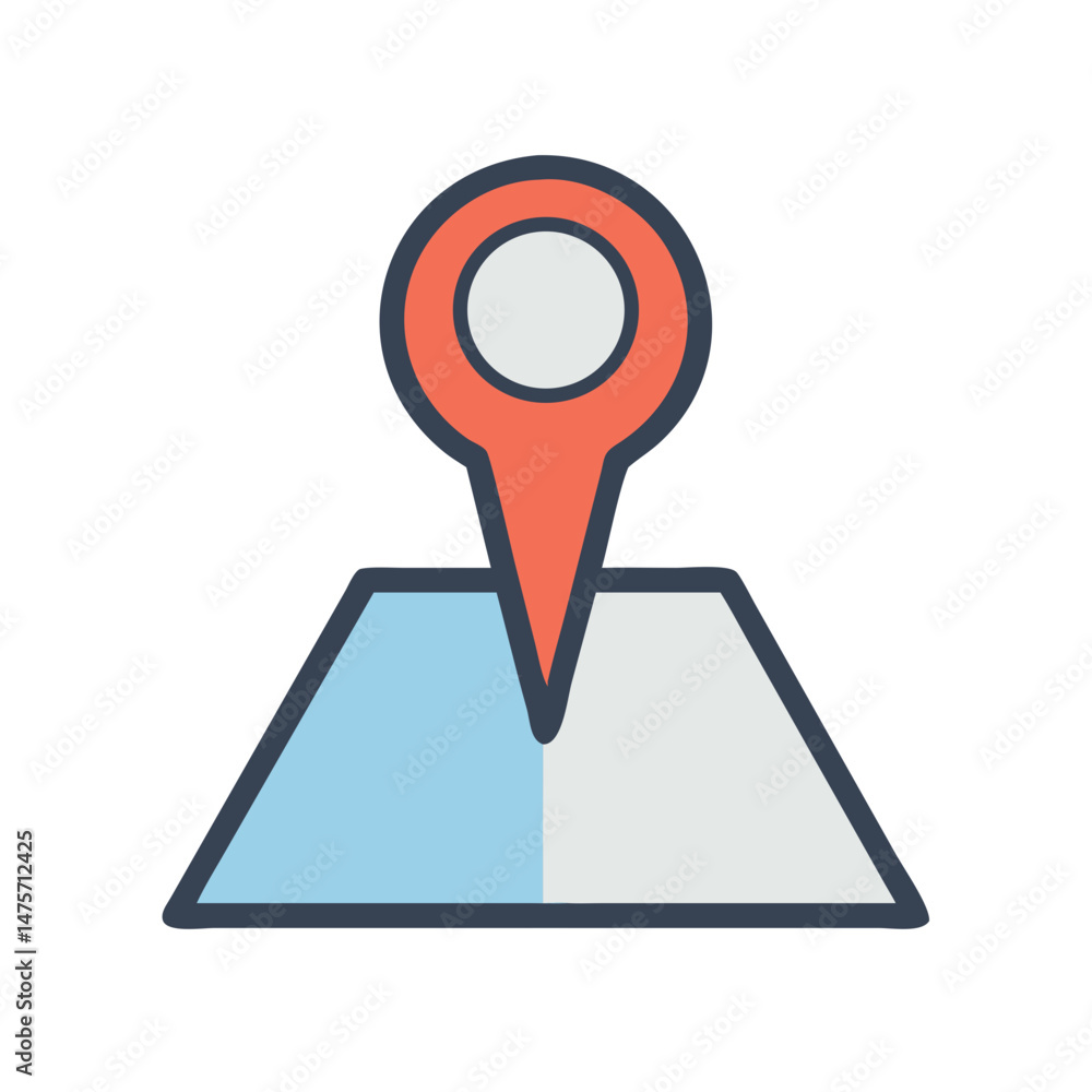Poster stylized map pin icon indicating location on a map
