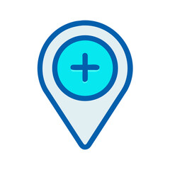 Obraz premium Vector map pin icon illustration with addition sign graphic