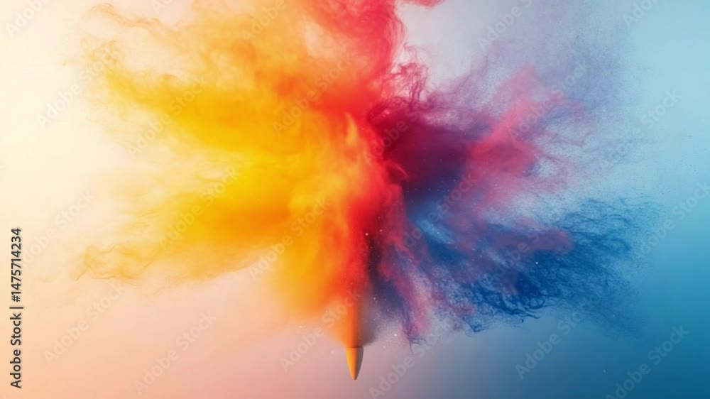 Poster explosion of colors: a vibrant explosion of colored powder, captured in a moment of dynamic energy a