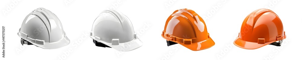 Poster set of safety hard hats, different color variations. isolated on transparent background