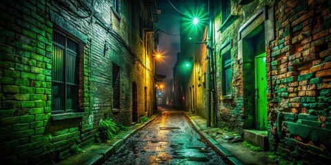 Fototapeta premium Eerie Glow: Mysterious Low-Light Urban Scene