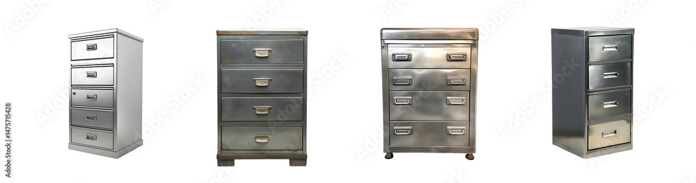 Aufkleber multiple metal filing cabinets displayed in a row. isolated on transparent background