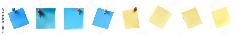 Poster set of colorful abstract shapes in a horizontal arrangement. isolated on transparent background