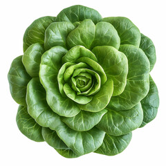 Obraz premium Lettuce rose, overhead view, fresh, green leaves, isolated