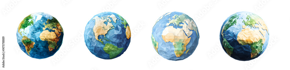 Poster set of digital representations of planet earth. isolated on transparent background