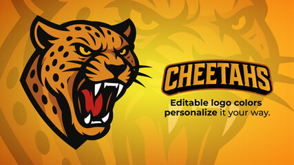 Fierce Cheetah Mascot Logo &ndash; Wild Cat Head Vector for Sports and Esports Teams
