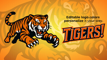 Tiger Mascot Logo with Claws Out – Fierce Wild Cat Vector for Esports and Sports Branding
