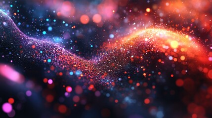 Isolated D-rendered DNA helix surrounded by abstract glowing data particles and biotech metrics